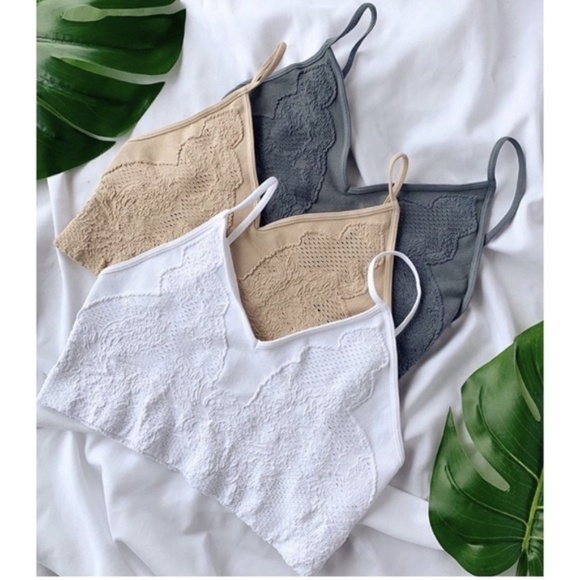 Other - SOLD OUT Iced Latte Lace Embroidered V Neck Bralette